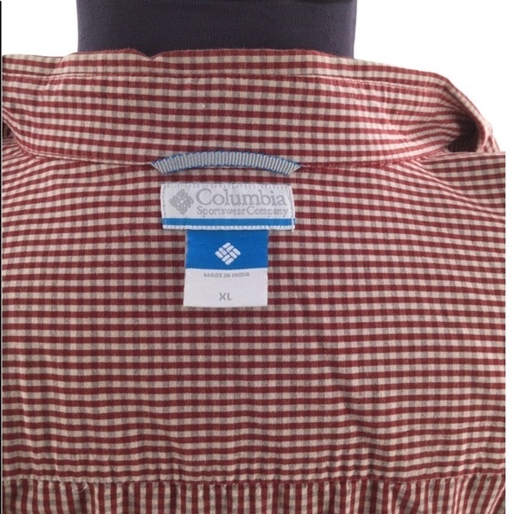 Columbia Men Button-Down Red&Gray Check Shirt - Picture 10 of 11